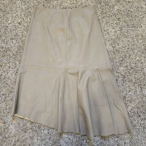 Zara Basic Faux Leather Midi Skirt Beige Size Small Flare Hem